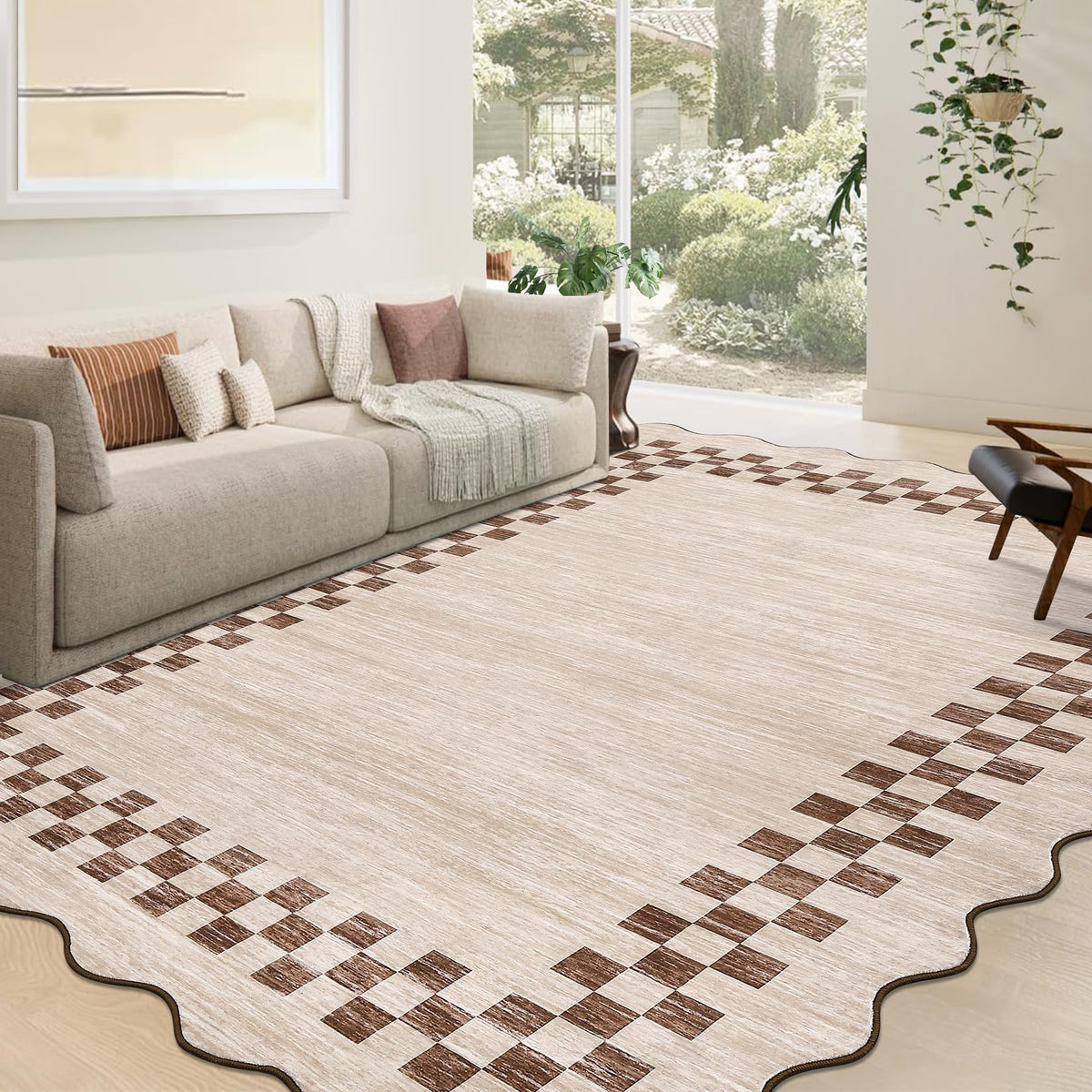 GarveeHome 5x7 Washable Area Rug Checkered Rug for Bedroom Living Room