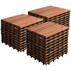 Bliss Outdoors Acacia Interlocking Deck Tiles, 6-Slat, Red, Set of 30