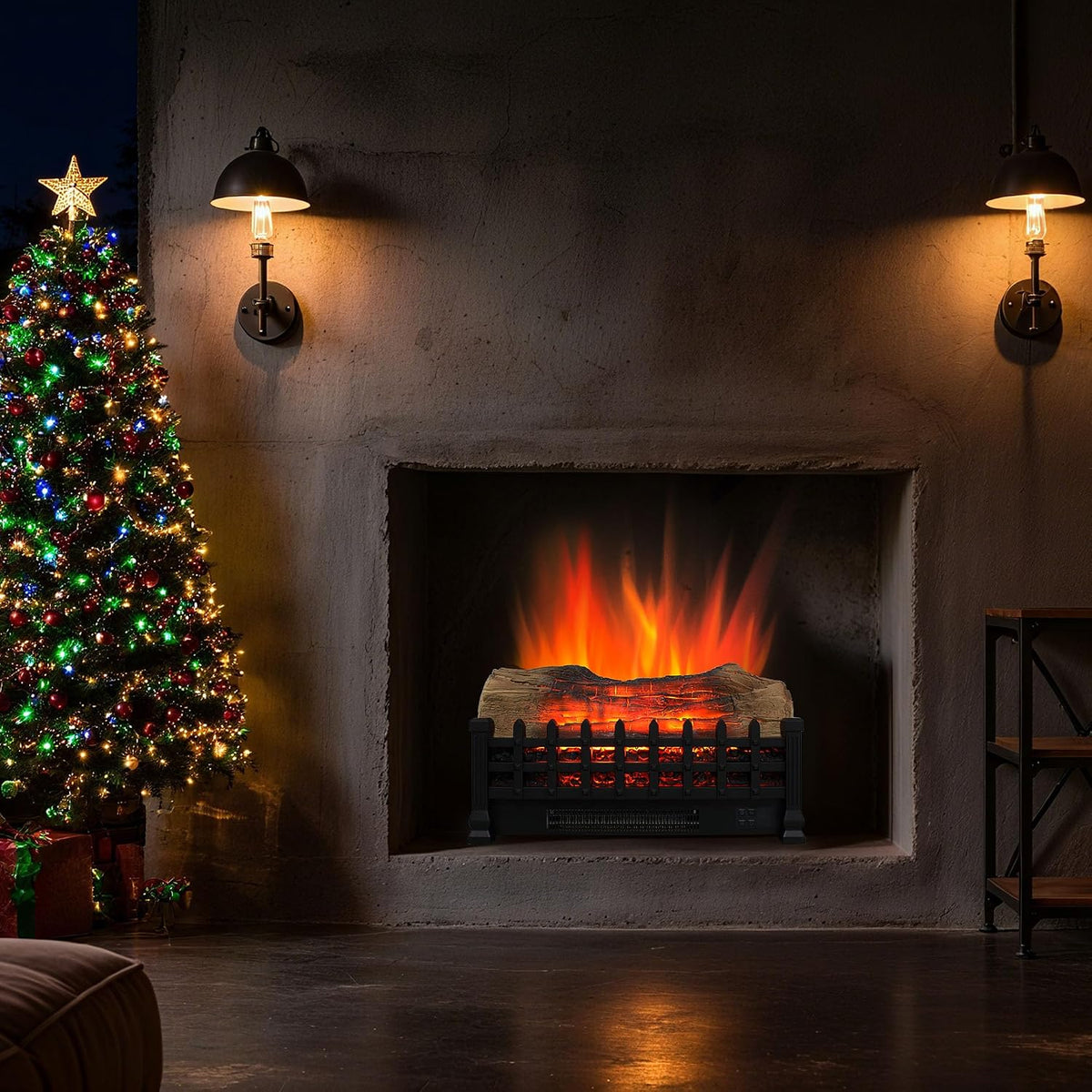 20 Inch Electric Fireplace 3D Log Set Insert Free Standing Heater