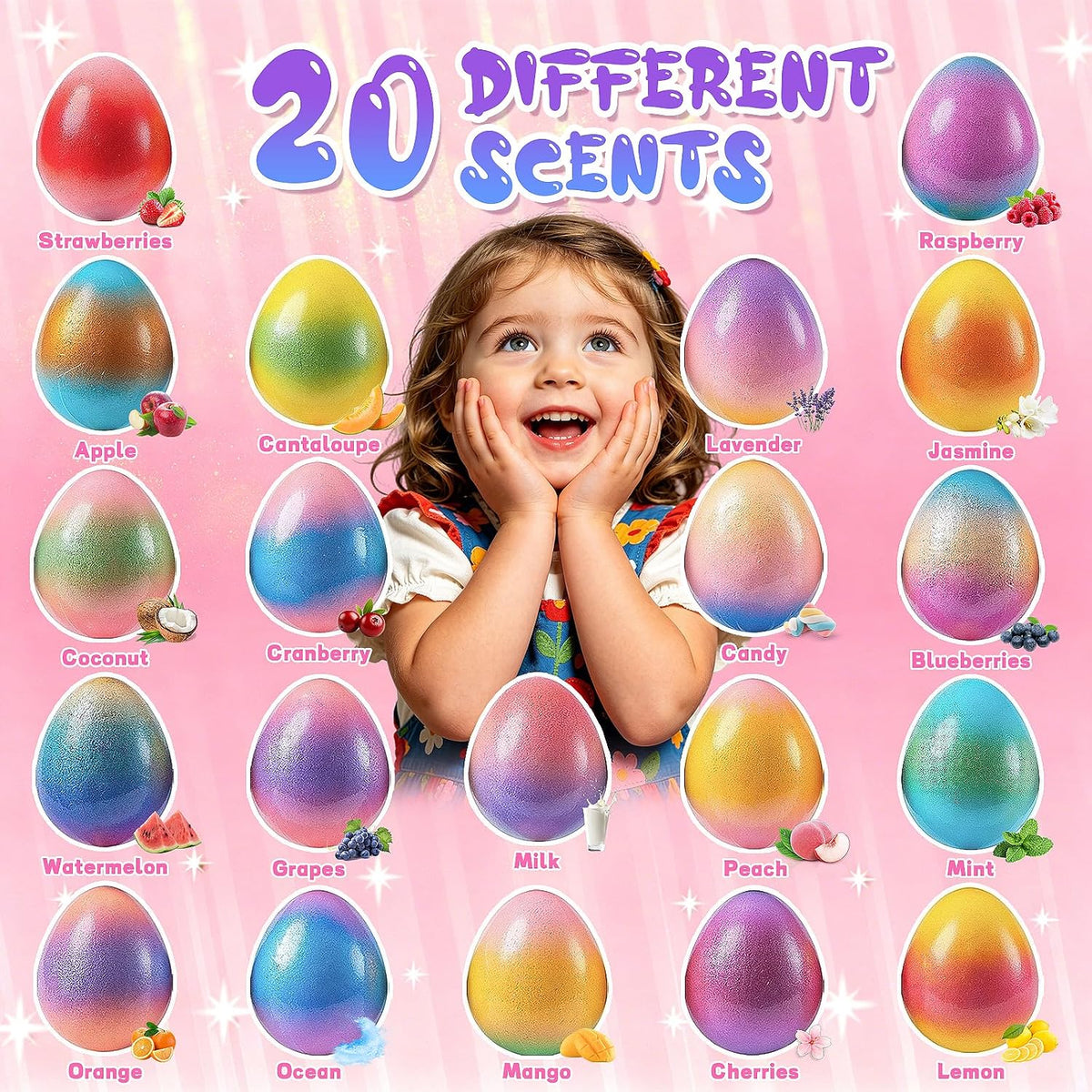 20 Pack Unicorn Bath Bombs for Kids Girls with Toys inside Kids Bath Bombs with Surprise Birthday Gifts for Girls Age 3 4 5 6 7 8 9 10 Years Old Bubble Bath Organic Natural Christmas Stocking Stuffers