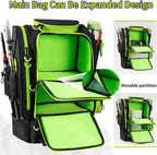Fishing Backpack with Cooler for 3 Tackle Boxes Fishing Bag with Rod Holder