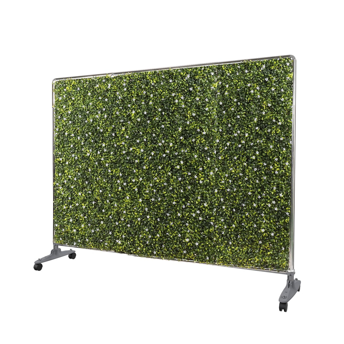 E&K H40xW60 inches Movable Privacy Hedge Fence Artificial Faux Grass Room Space Divider Boxwood Backdrops Stand Decor with Wheels