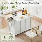 ONBRILL 47" Kitchen Island with 2 Storage Cabinets & 5 Drawers, White