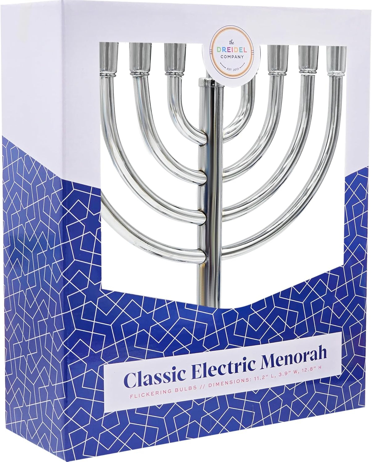Electric Stainless Steel Hanukkah Menorah, Electric Chanukiya with 10 Flickering Chanukah Bulbs (3-Pack)