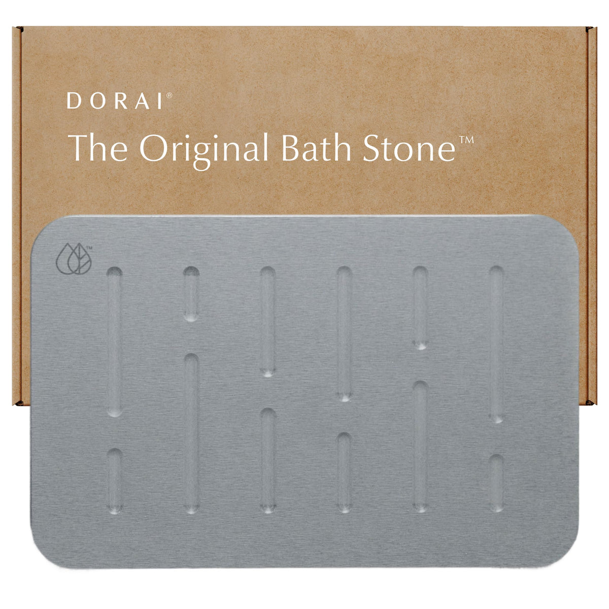 Dorai Home Stone Bath Mat - Premium Diatomaceous Earth Bath Floor Mats with Non-Slip Base, Fast-Drying Modern Shower Mat for Bathroom | Rain Slate