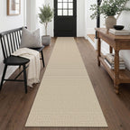 EARTHALL Woven Area Rugs 6x9 Ft Washable Living Room Rugs Non Slip Rubber Backed Dining Room Rug Braided Bedroom Rugs Indoor Floor Carpet for Living Room, Bedroom, Dining Room, Beige/Ivory