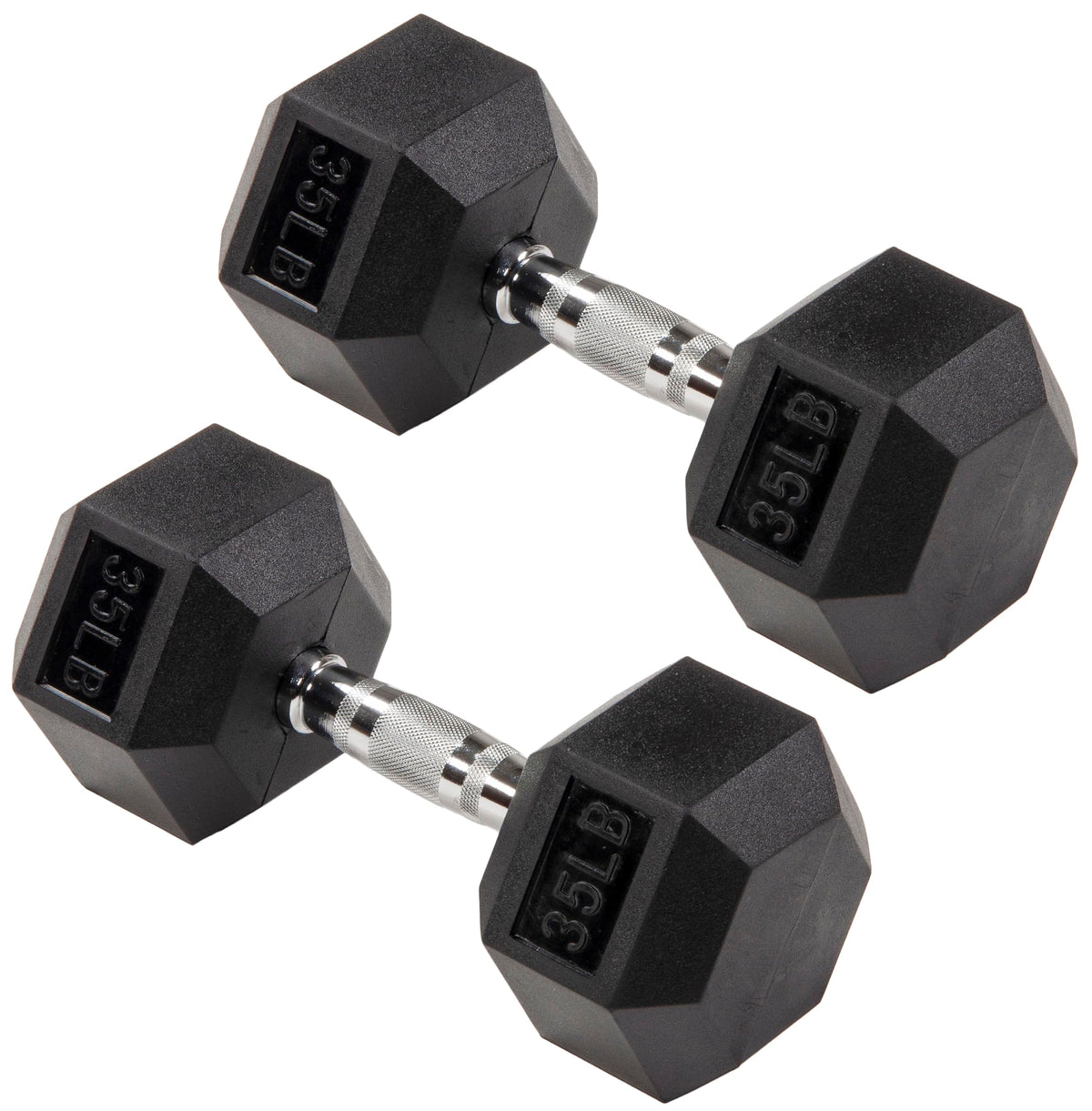 Signature Fitness Rubber Coated Hex Dumbbells Hand Weights for Exercises and Fitness Home Gym, 5-50 lbs, Pairs