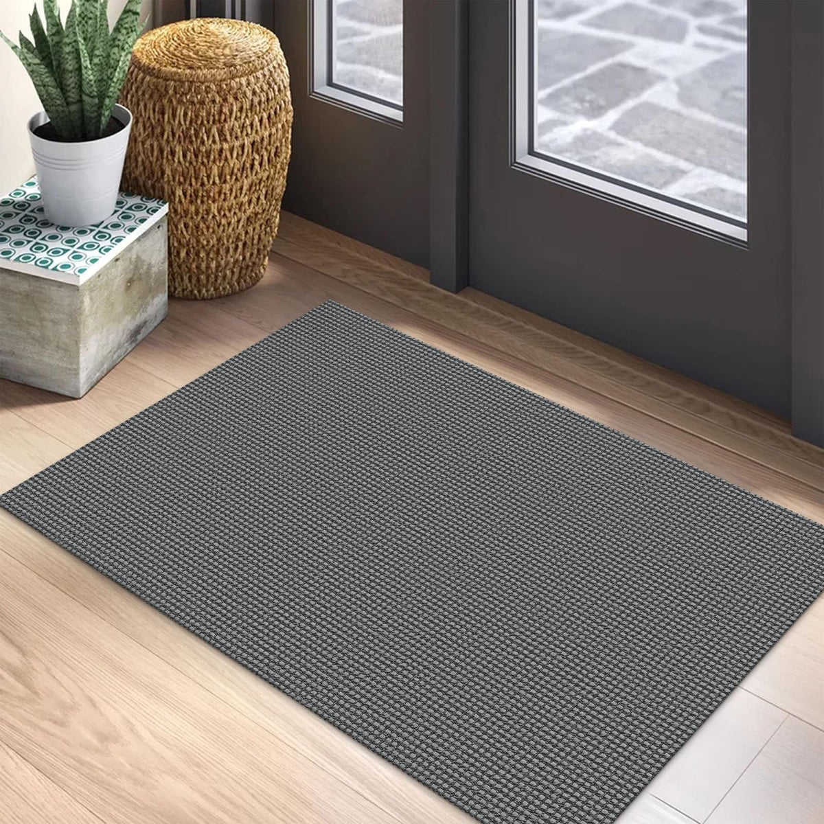 EARTHALL Woven Area Rugs 6x9 Ft Washable Living Room Rugs Non Slip Rubber Backed Dining Room Rug Braided Bedroom Rugs Indoor Floor Carpet for Living Room, Bedroom, Dining Room, Beige/Ivory