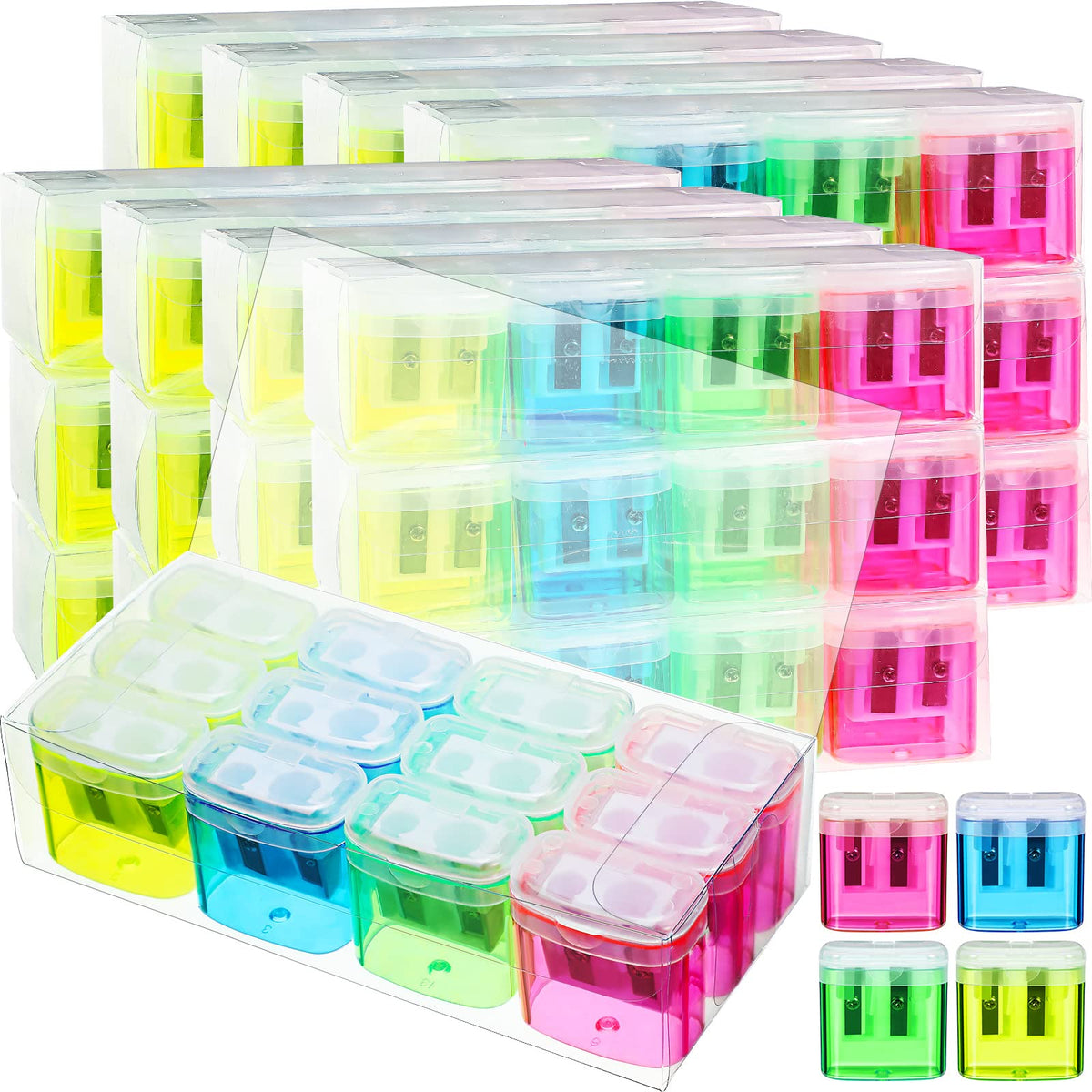 Teling 660 Pcs Manual Pencil Sharpeners Bulk Dual Holes Handheld