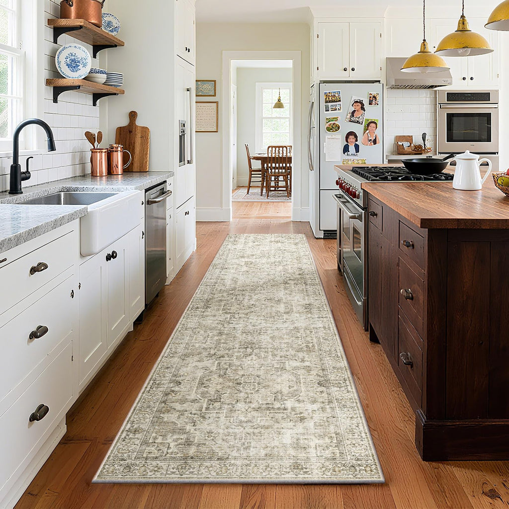 Washable Area Rugs for Living Room: 9x12 Bedroom Rug Boho Vintage Area Rug Stain Resistant Non Slip Low Pile Lightweight Soft Carpets for Dining Room Kitchen Nursery Kids Room Playroom Home Office