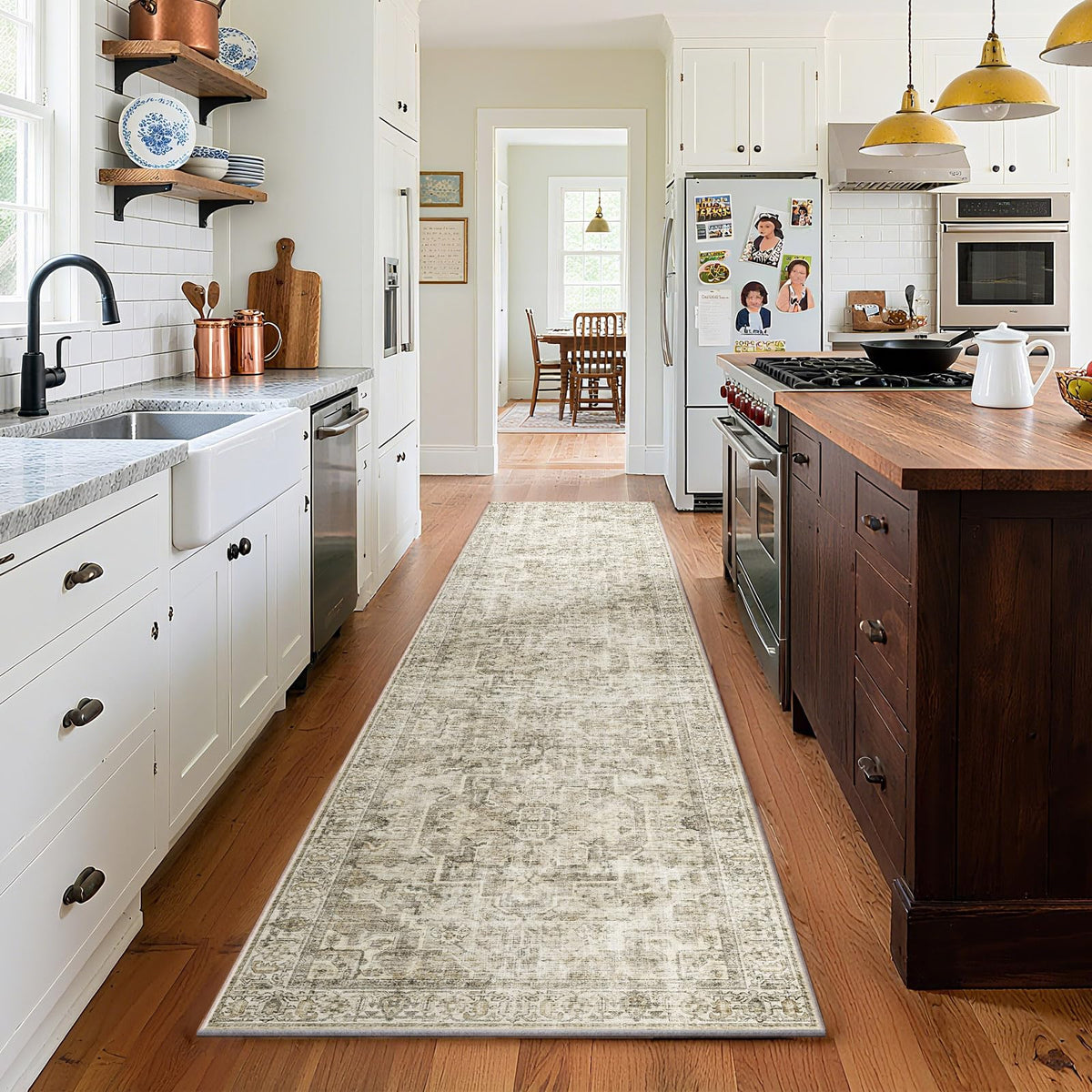 Washable Area Rugs for Living Room: 9x12 Bedroom Rug Boho Vintage Area Rug Stain Resistant Non Slip Low Pile Lightweight Soft Carpets for Dining Room Kitchen Nursery Kids Room Playroom Home Office