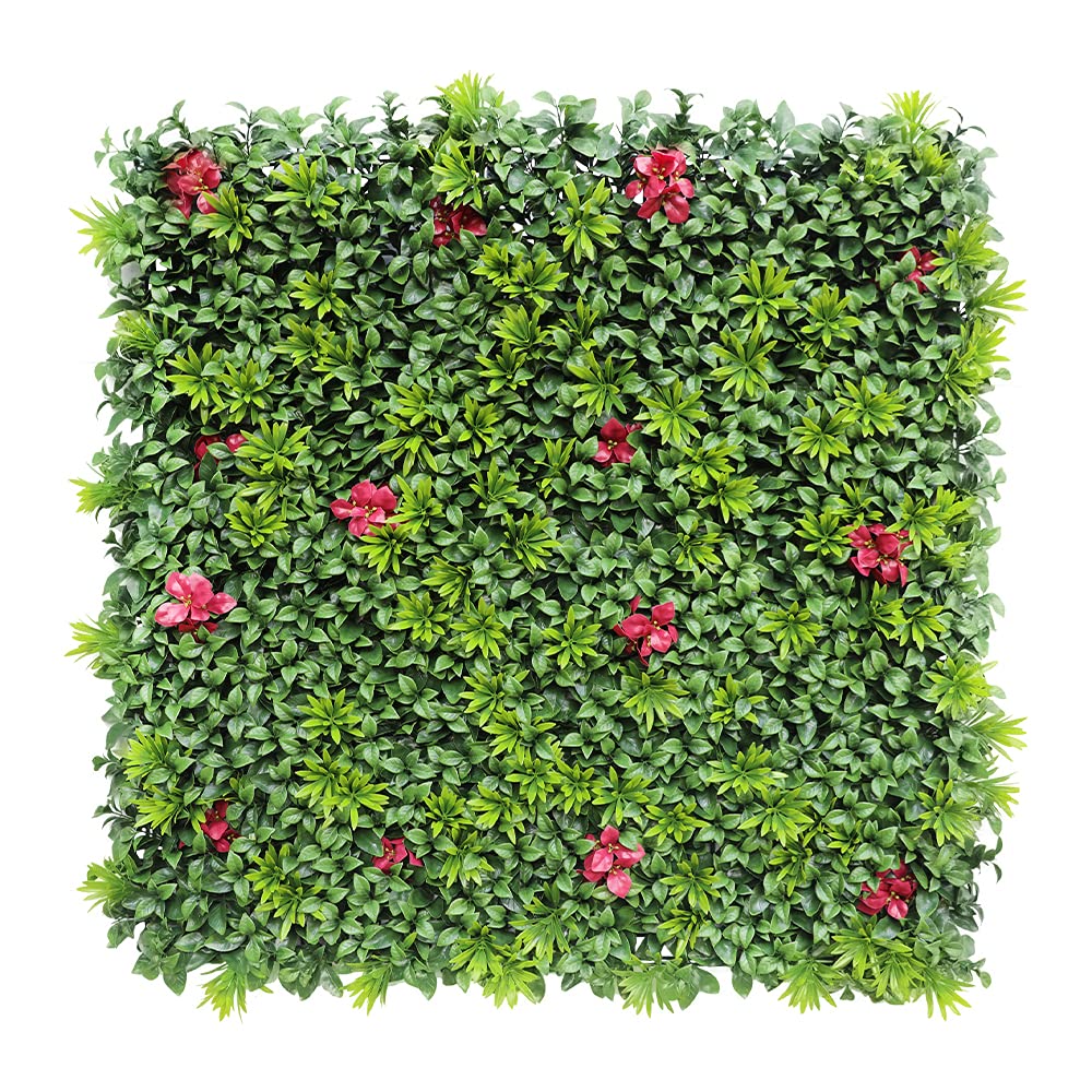 ECOOPTS 20"x20" Faux Ivy Privacy Fence Screen Artificial Boxwood Panels Topiary Hedge Plants for Indoor Outdoor Decoration, #4 Mixed Leaves, 21 Packs