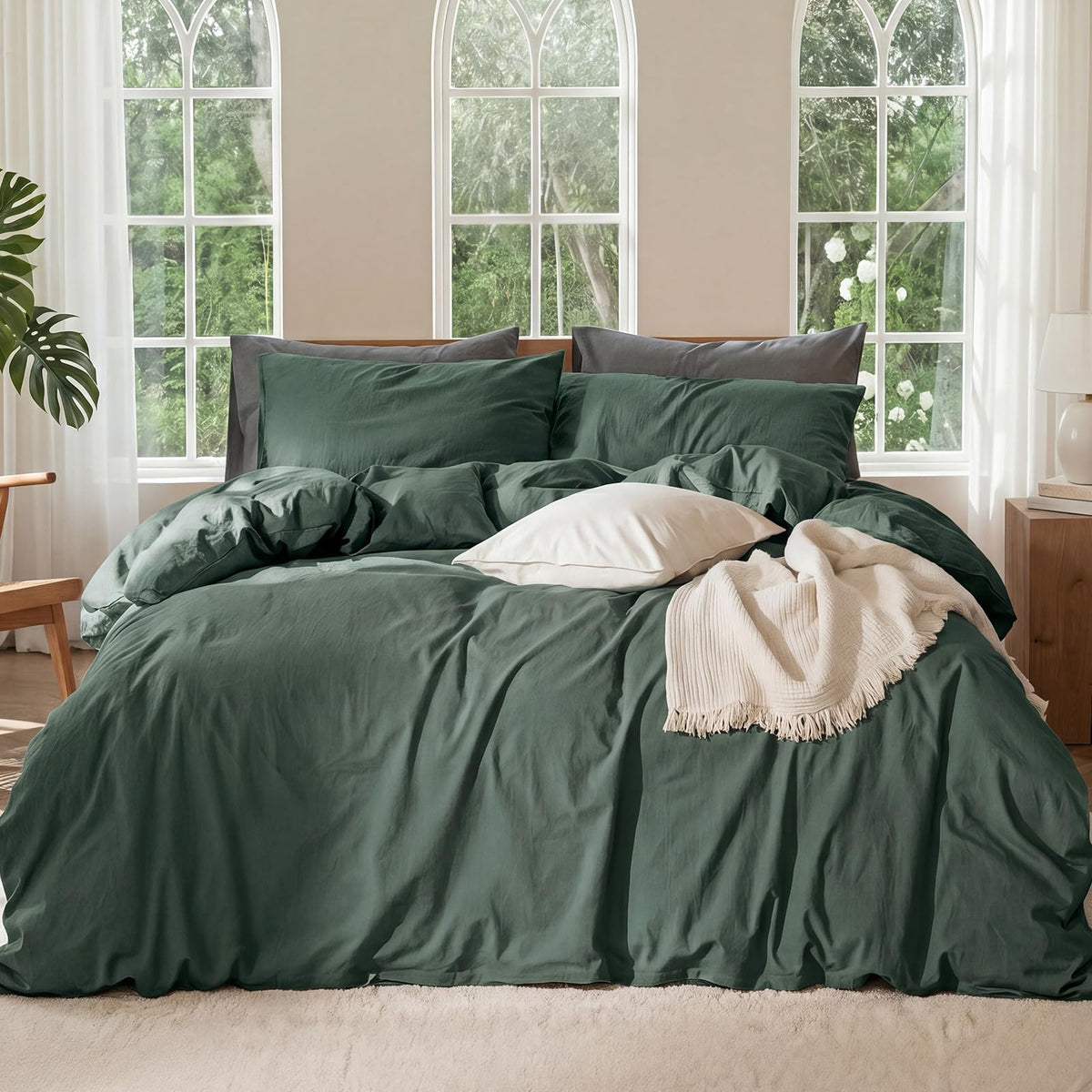 100% Linen Duvet Cover, Soft 3pcs Bedding Set with Zipper Closure, Natural Texture, Breathable for Hot Sleeper,Comforter Not Included(Flax Linen,Queen(90 * 90))