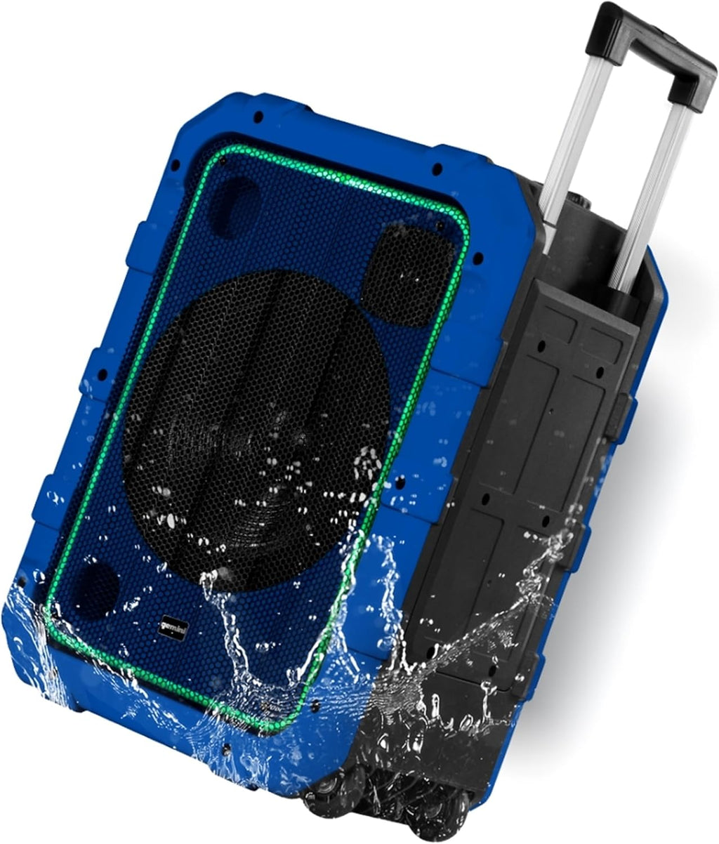 Gemini Portable Party Speaker with Wheels, LED & Mic, Blue (MPA-2400)