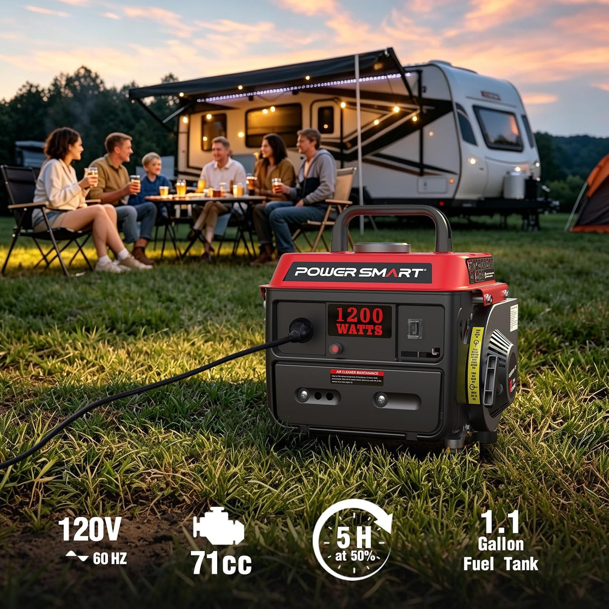 PowerSmart 1200 Watt Portable Generator for Camping