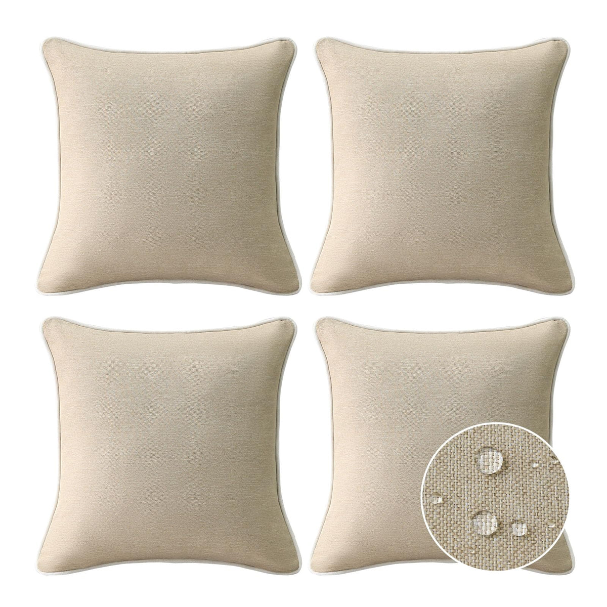 Sunbrella Decorative Outdoor Water Repellent Throw Pillows with Inserts, Set of 4, 18" x18" Pillows for Patio, Backyard, Bed, Couch, and Patio Furniture, Specrtum Pebble
