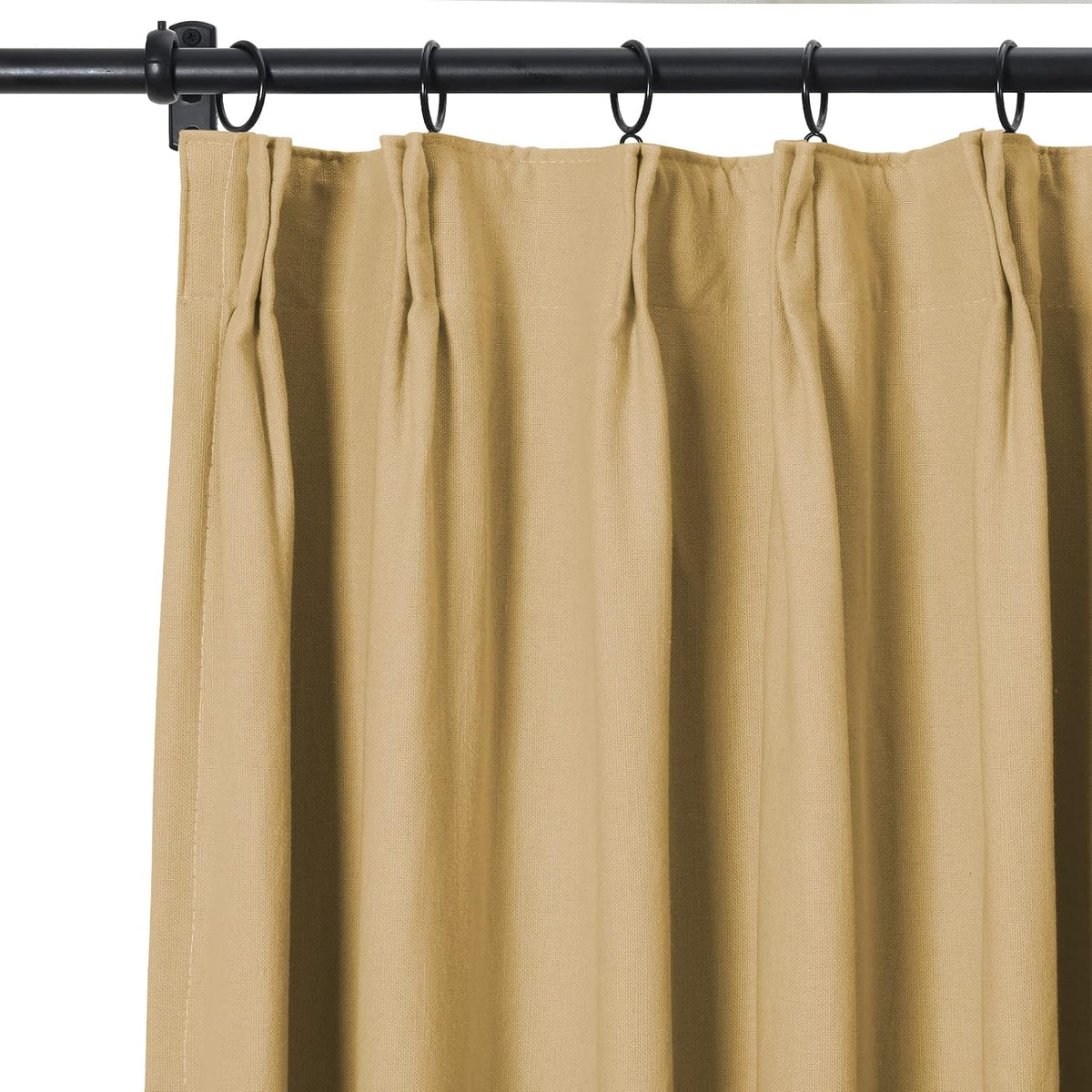 ChadMade Pinch Pleat Pure Cotton Duck Drape Blackout Oatmeal Drape for Sliding Door Curtain Plain Weave with Blackout Lining 50Wx72L (1 Panel), BOZI Collection