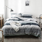 Plaid Duvet Cover Set Washed Cotton,Queen(90"x90"),Multicolor Gingham