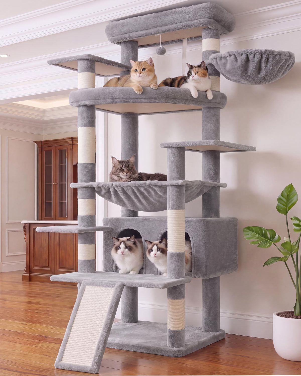 Heybly Cat Tree, 68 inch Multi-Level Cat Tower for Indoor Cats HCT025G