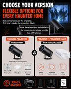 W/ Video Halloween Projector Scary Halloween Decorations，White：No Fabric
