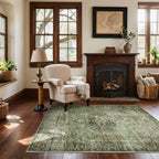 Washable Area Rugs for Living Room: 9x12 Bedroom Rug Boho Vintage Area Rug Stain Resistant Non Slip Low Pile Lightweight Soft Carpets for Dining Room Kitchen Nursery Kids Room Playroom Home Office