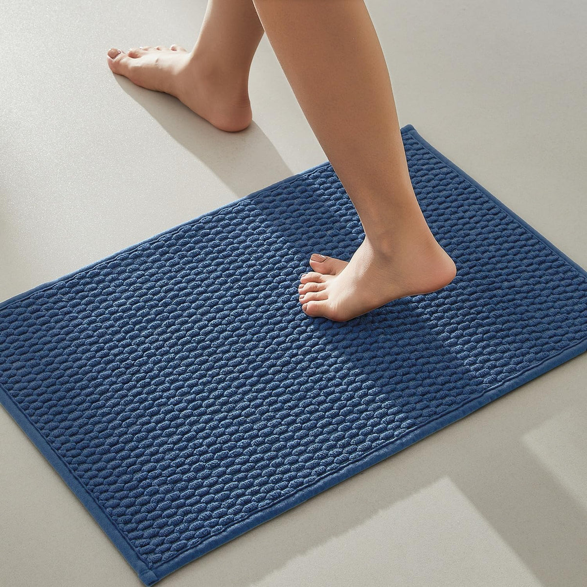 TYUU Bathroom Runner Rugs, Long Bath Mat Runner Washable Thin Quick Dry Low Pile Bathroom Runner Rugs Non Slip, Beige 24"x70"