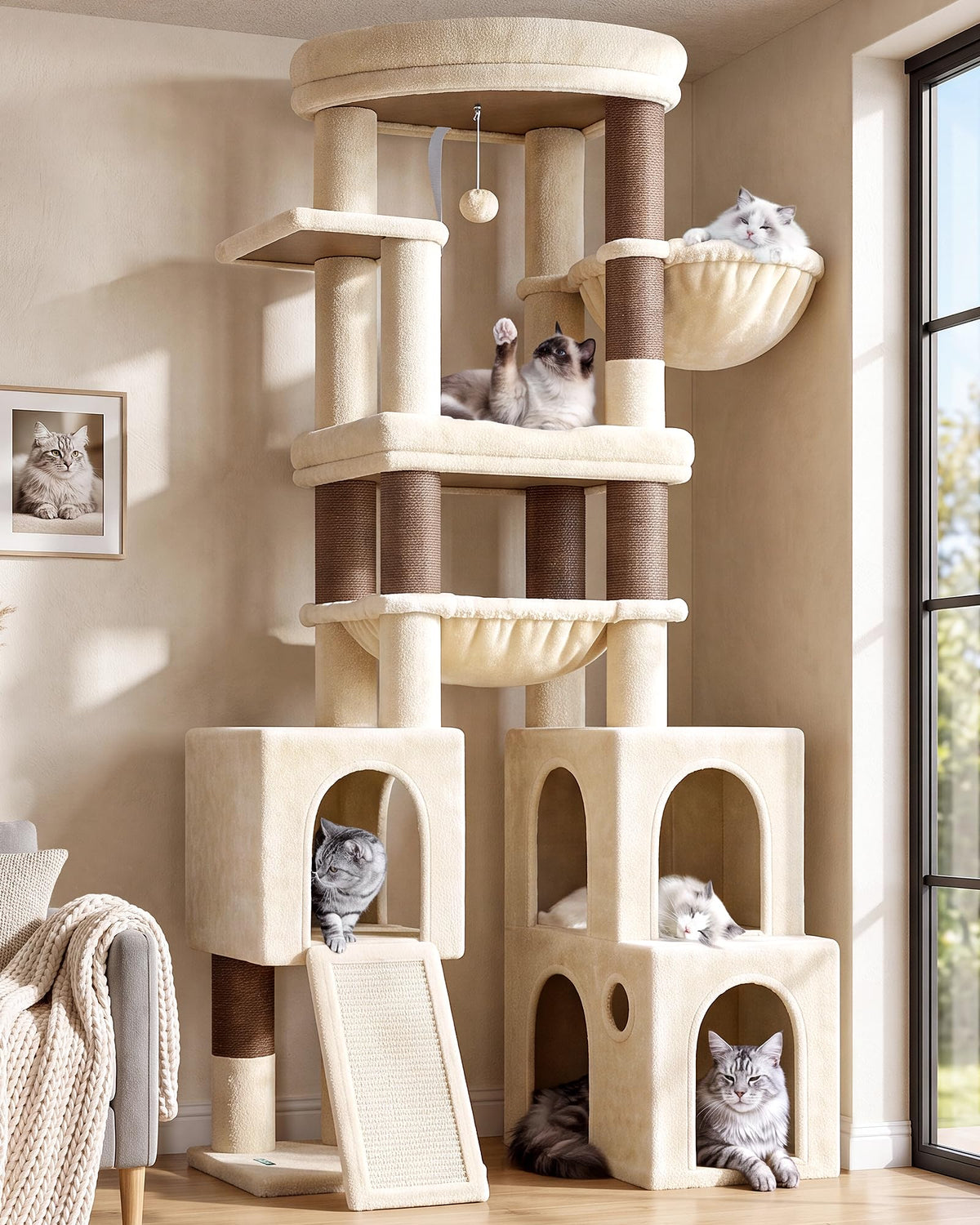 Globlazer Maine Coon Cat Tower for Indoor Adult Cats, F50, Light Grey