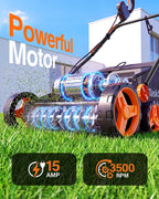 TaskStar Dethatcher and Scarifier, 16 Inch Lawn Dethatcher with Thatch Rake