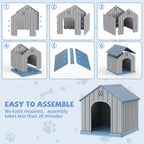 43 Inch Large Dog House Outdoor/Indoor,Plastic,Blue