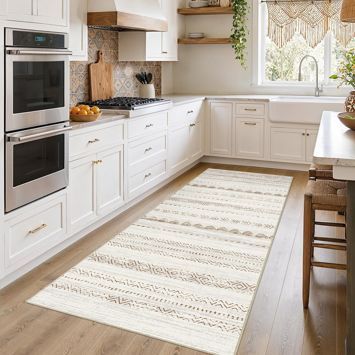 Nakagishi Boho 8x10 Area Rug Living Room Rugs Machine Washable Beige