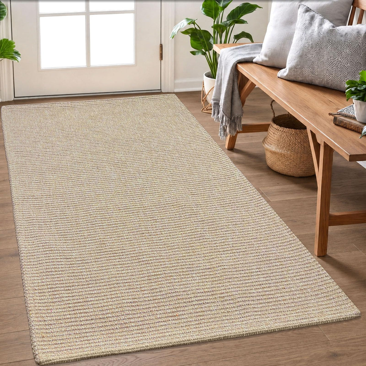 EARTHALL Washable Area Rug, Non Slip Living Room Rug, 5x7 Ft, Sand/Beige