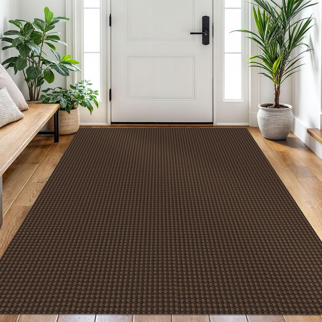EARTHALL Woven Area Rugs 6x9 Ft Washable Living Room Rugs Non Slip Rubber Backed Dining Room Rug Braided Bedroom Rugs Indoor Floor Carpet for Living Room, Bedroom, Dining Room, Beige/Ivory