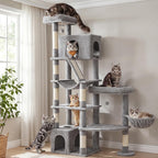 Feandrea Large Cat Tree, 74.1" Tall Sturdy Cat Tower for Indoor, Dove Gray