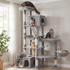 Feandrea Large Cat Tree, 74.1" Tall Sturdy Cat Tower for Indoor, Dove Gray
