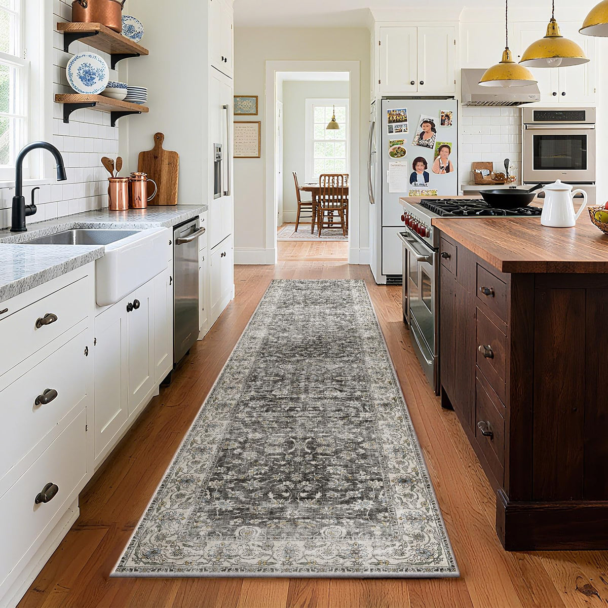 Washable Area Rugs for Living Room: 9x12 Bedroom Rug Boho Vintage Area Rug Stain Resistant Non Slip Low Pile Lightweight Soft Carpets for Dining Room Kitchen Nursery Kids Room Playroom Home Office