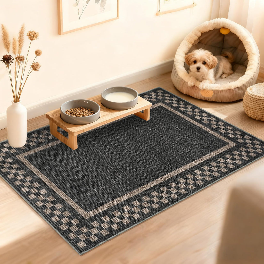 GarveeHome 5x7 Washable Area Rug Checkered Rug for Bedroom Living Room