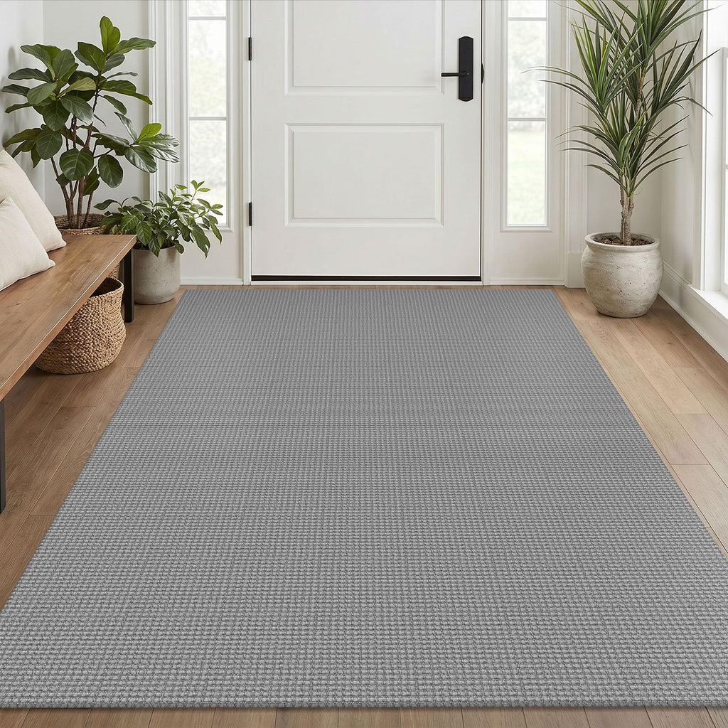 EARTHALL Woven Area Rugs 6x9 Ft Washable Living Room Rugs Non Slip Rubber Backed Dining Room Rug Braided Bedroom Rugs Indoor Floor Carpet for Living Room, Bedroom, Dining Room, Beige/Ivory