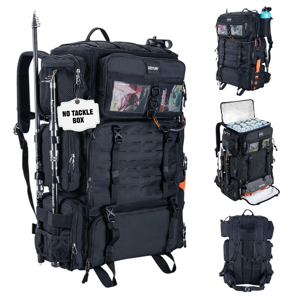 Goture 72L Fishing Tackle Backpack with Cooler & 4 3700 Tackle Boxes