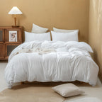 FOSSA Duvet Cover Set 100% Washed Cotton Linen Feel Queen