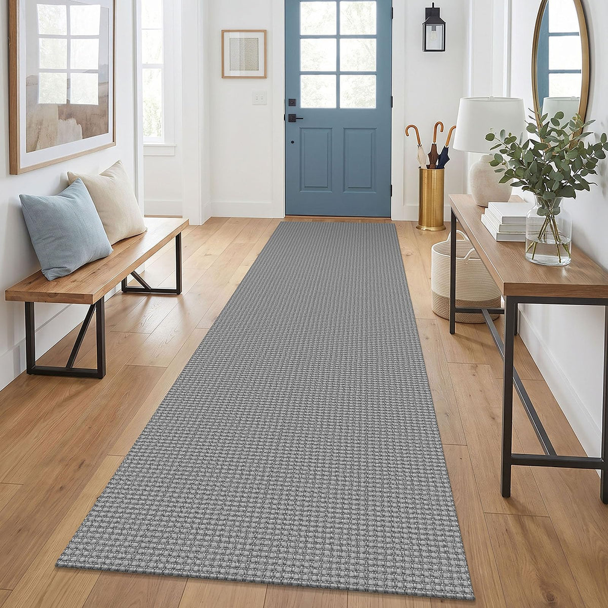 EARTHALL Woven Area Rugs 6x9 Ft Washable Living Room Rugs Non Slip Rubber Backed Dining Room Rug Braided Bedroom Rugs Indoor Floor Carpet for Living Room, Bedroom, Dining Room, Beige/Ivory