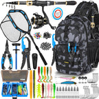 PLUSINNO Fishing Gear-Fishing Rod & Fishing Backpack, Fish Net,Tackle Box