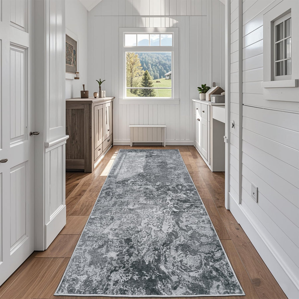 8x10 Area Rugs for Living Room Washable Bedroom Dining Room Blue Grey