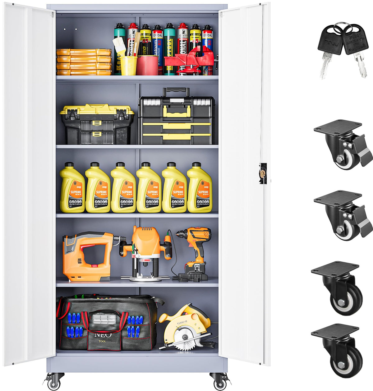 SISESOL Small Metal Storage Cabinet with Doors and Shelves,36 inch Black Locking Garage Cabinet,Lockable Short Steel Cabinets for Home,Office,Shop,Garage