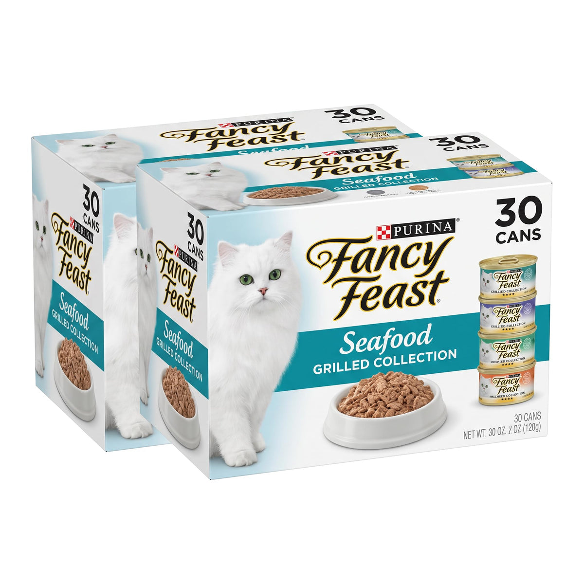 Fancy Feast Purina Grilled Wet Cat Food Seafood Collection in Wet Cat Food Variety Pack - 3 oz. Cans,(Pack of 60)