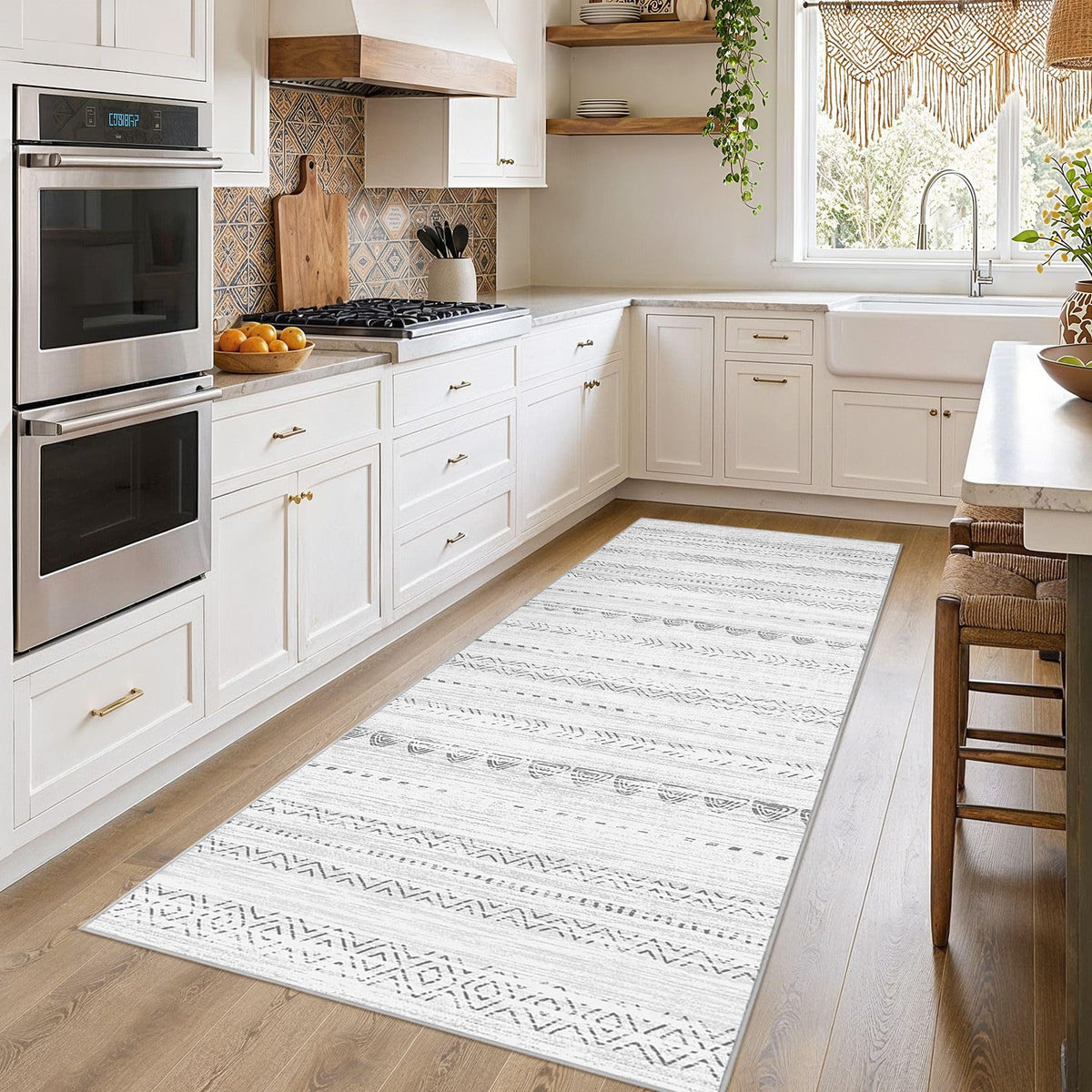 Nakagishi Boho 8x10 Area Rug Living Room Rugs Machine Washable Beige