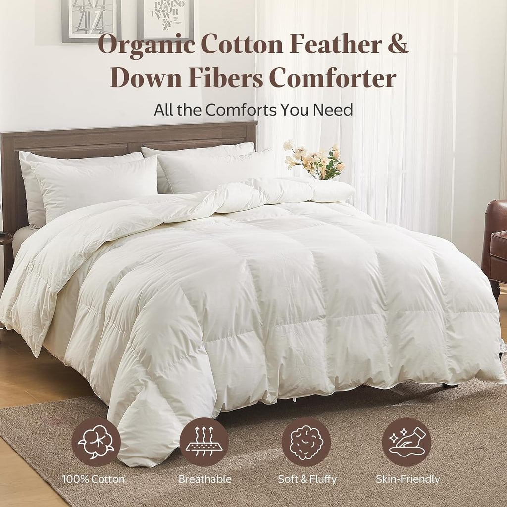 Goose Feather Down Comforter King Size, All Season Duvet Insert
