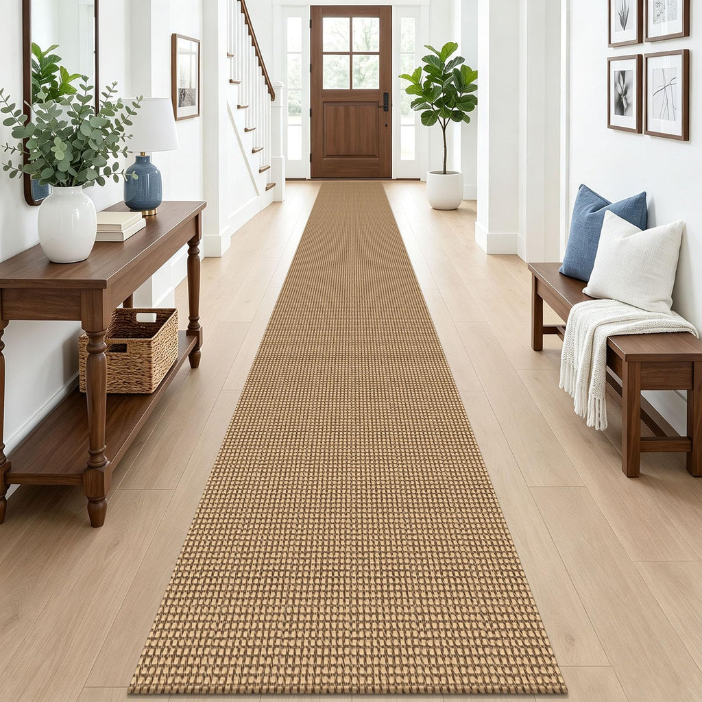 EARTHALL Woven Area Rugs 6x9 Ft Washable Living Room Rugs Non Slip Rubber Backed Dining Room Rug Braided Bedroom Rugs Indoor Floor Carpet for Living Room, Bedroom, Dining Room, Beige/Ivory