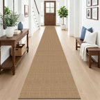 EARTHALL Woven Area Rugs 6x9 Ft Washable Living Room Rugs Non Slip Rubber Backed Dining Room Rug Braided Bedroom Rugs Indoor Floor Carpet for Living Room, Bedroom, Dining Room, Beige/Ivory