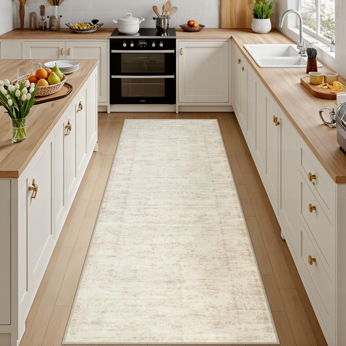 8x10 Area Rugs Living Room: Bedroom Washable Carpet Beige/Ivory