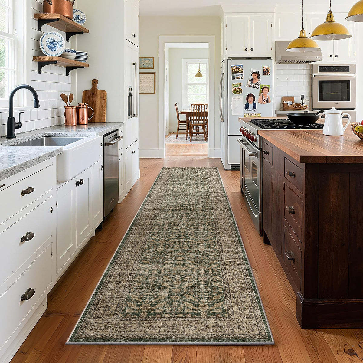Washable Area Rugs for Living Room: 9x12 Bedroom Rug Boho Vintage Area Rug Stain Resistant Non Slip Low Pile Lightweight Soft Carpets for Dining Room Kitchen Nursery Kids Room Playroom Home Office